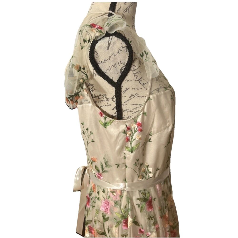 Tahari Dress Spring Summer Flower Embroidery Cold Shoulder - Picture 7 of 16